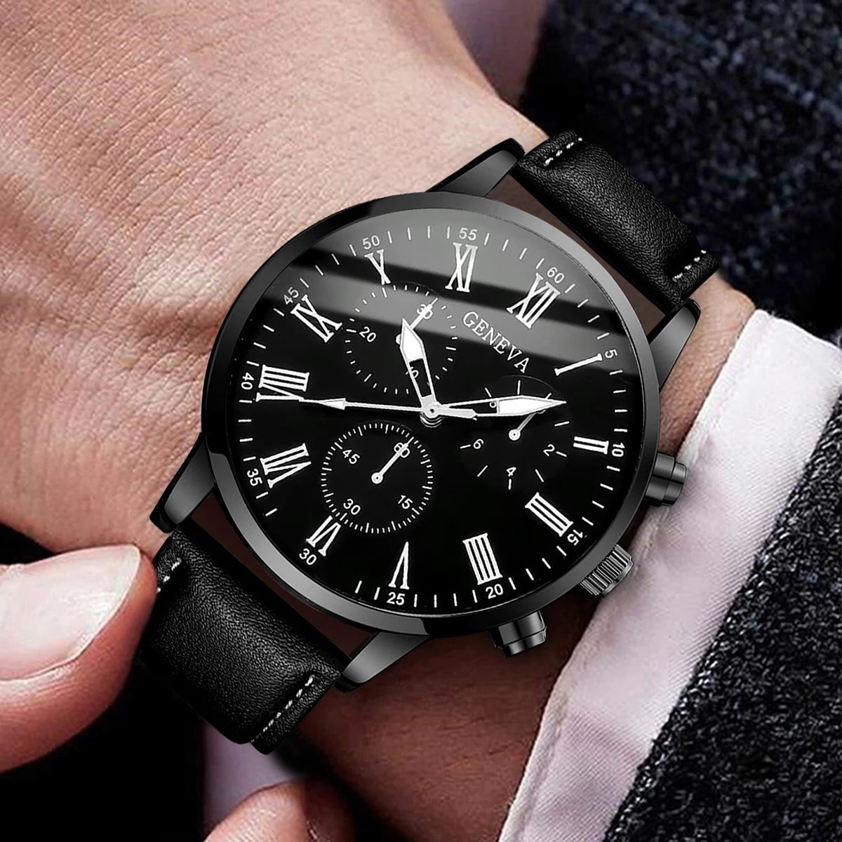 The Eclipse: Men's Black Chronograph Watch